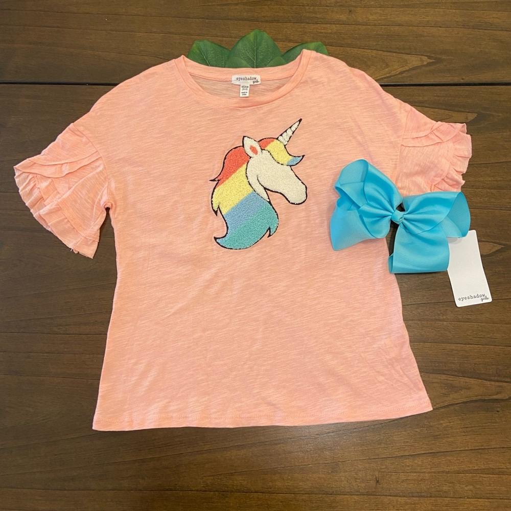 Eyeshadow girls orange unicorn blouse